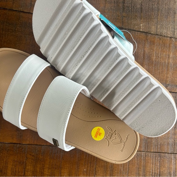 REEF Banded Horizon White Double Strap Platform Sandal Slide 10 - Picture 8 of 9